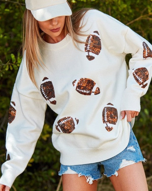 Sequin football Pullover Sweater