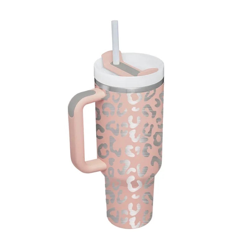 Pink Stainless Steel Tumbler With Handle