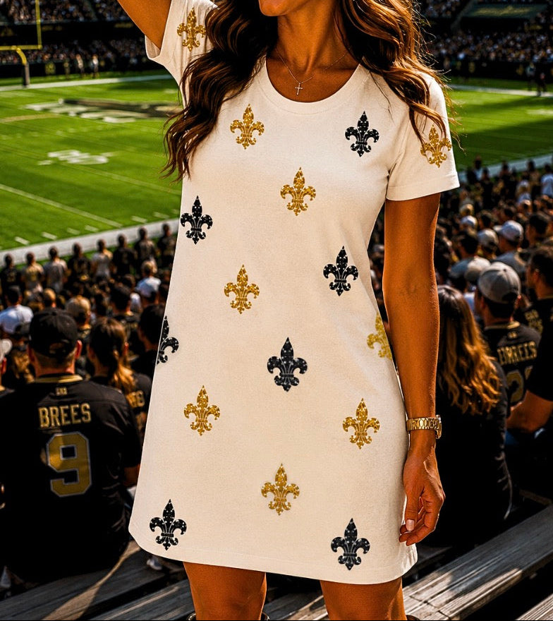 new orleans saints dresses for ladies Sequin Fleur de lis Dress stained Size:18E Its flattering design features Long sleeve wedding dresses