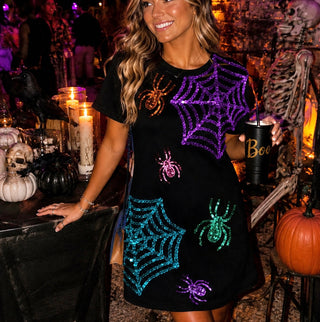 Boutique sequin spider web sequin dress