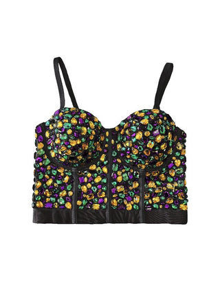 Rhinestone Bustier Black Mardi Gras