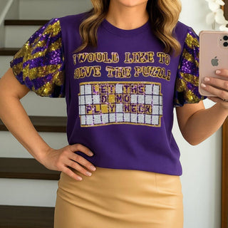 Let the band play neck sequin LSU shirt