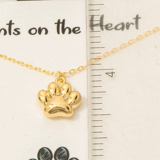 Gameday Gold Plated CZ Paw Stud Necklace
