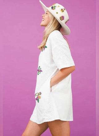 Mardi Gras Sequin T Shirt Dress -