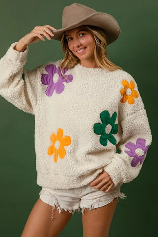 Mardi Gras Flower Sweater