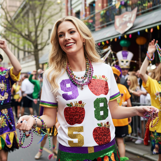 Mardi Gras Apple Krewe Sequin T-Shirt