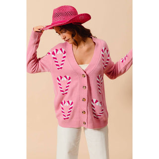 Christmas Candy Cane Cardigan ￼