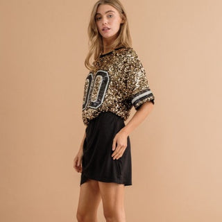 Game Day Sequin Dress Black and Gold - SASH Clothing Bar