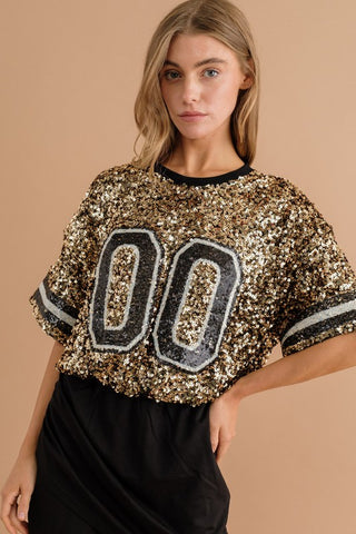 Game Day Sequin Dress Black and Gold - SASH Clothing Bar