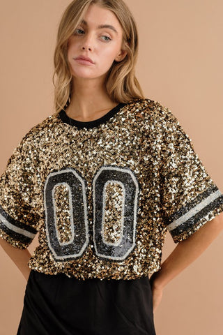 Game Day Sequin Dress Black and Gold - SASH Clothing Bar