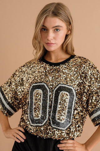 Game Day Sequin Dress Black and Gold - SASH Clothing Bar