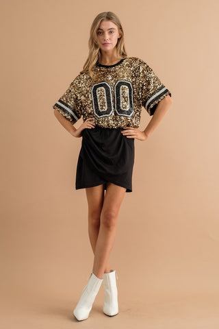 Game Day Sequin Dress Black and Gold - SASH Clothing Bar