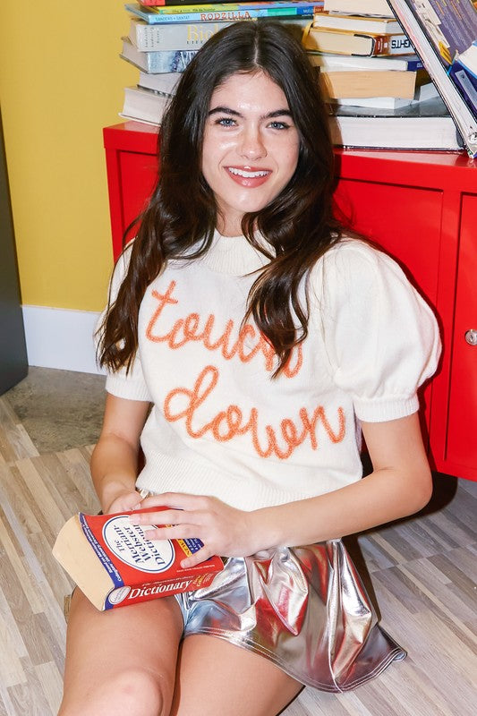 Touch Down Patch Top White Orange