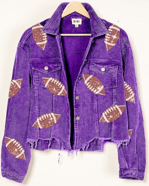 Football Sequin Corduroy Jacket Purple