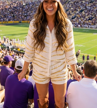 LSU Tigers game day sequin striped set