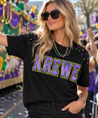 Mardi Gras Krewe Sequin T-Shirt with Pearls