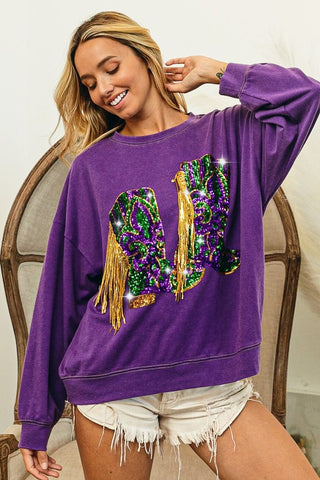 Fringe Boots Mardi Gras Pullover