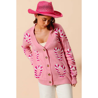 Christmas Candy Cane Cardigan ￼