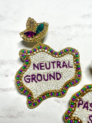 Mardi Gras Parade Passenger and Neutral Ground Bead Earrings