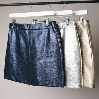 Gold Faux Leather Mini Skirt -