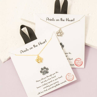 Gameday Gold Plated CZ Paw Stud Necklace