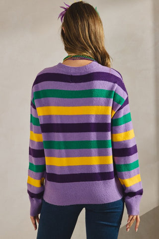 Classic Mardi Gras Stripes Sweater