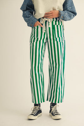 Mardi Gras Green Striped Pants -