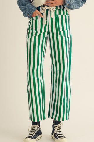 Mardi Gras Green Striped Pants -