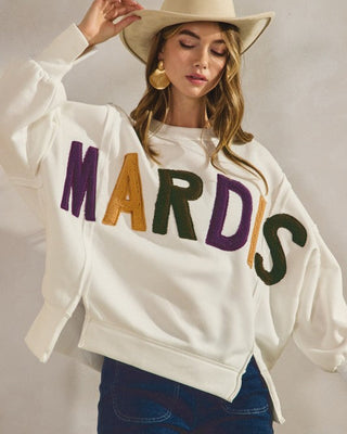 Loose Fit Textured Mardi Sweatshirt
