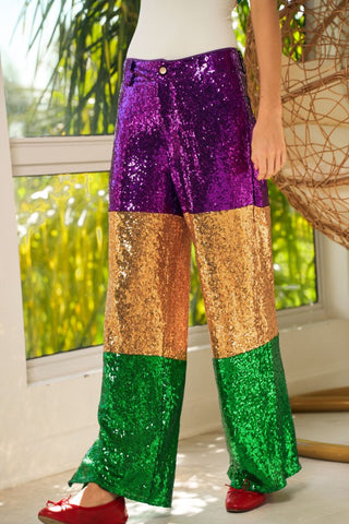 Mardi Gras Sequin Block Pant