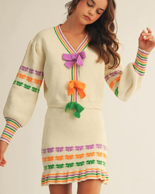 Parade of Bows Mardi Gras Two Piece Skirt Set