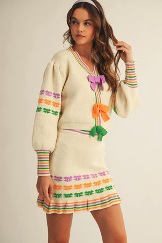 Parade of Bows Mardi Gras Two Piece Skirt Set