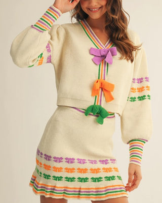 mardi gras bow skirt set