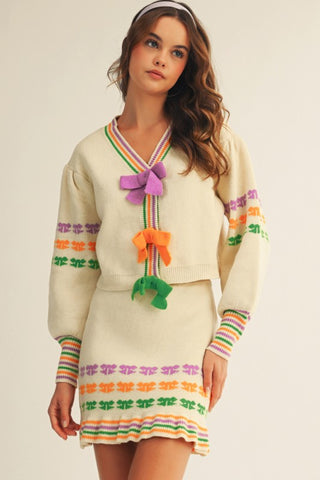 Parade of Bows Mardi Gras Two Piece Skirt Set