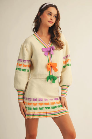 Parade of Bows Mardi Gras Two Piece Skirt Set