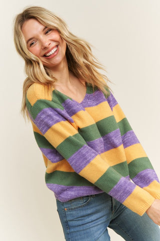 Mardi Gras Stripe Sweater