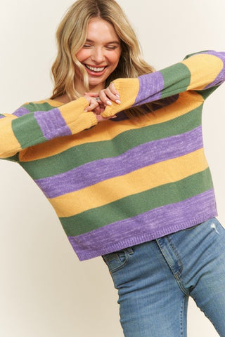 Mardi Gras Stripe Sweater