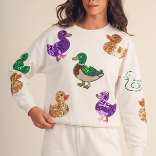 Mardi Gras Sequin Duck Parade Sweatshirt
