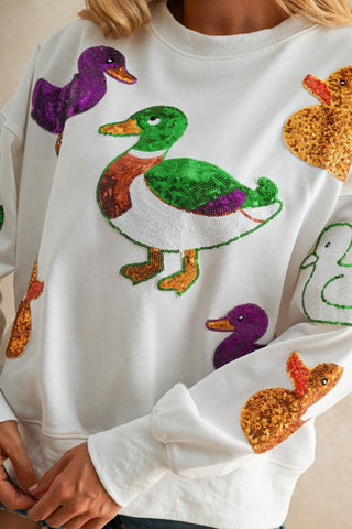 Mardi Gras Sequin Duck Parade Sweatshirt