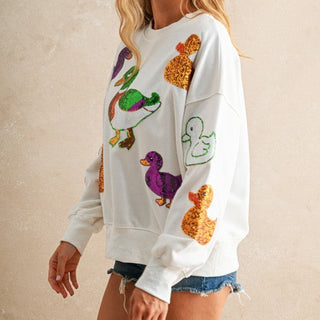 Mardi Gras Sequin Duck Parade Sweatshirt