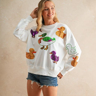 Mardi Gras Sequin Duck Parade Sweatshirt
