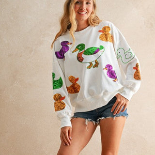 Mardi Gras Sequin Duck Parade Sweatshirt