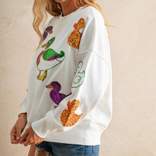 Mardi Gras Sequin Duck Parade Sweatshirt