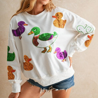 Mardi Gras Sequin Duck Parade Sweatshirt