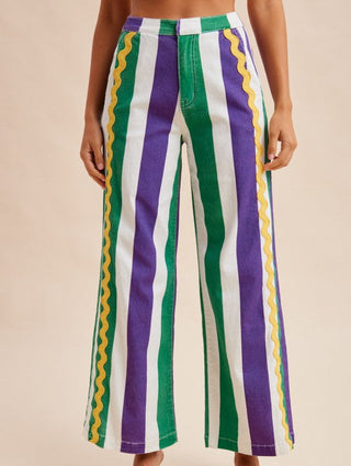 Mardi Gras Striped Ric Rac Pants