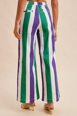 Mardi Gras Striped Ric Rac Pants