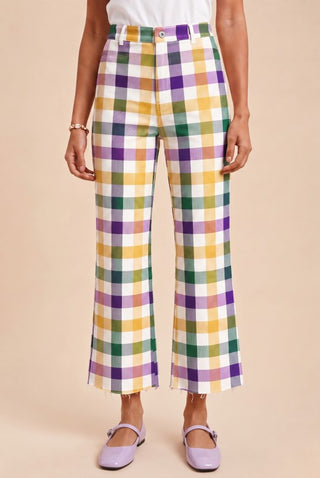 Mardi Gras Gingham Wide Leg Jean