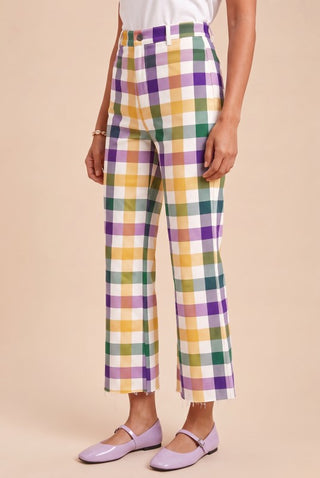Mardi Gras Gingham Wide Leg Jean