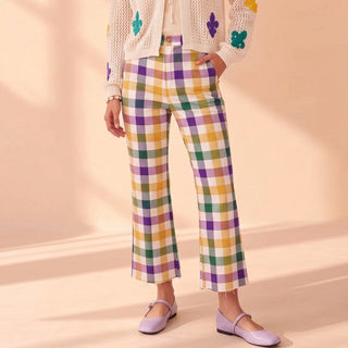 Mardi Gras Gingham Wide Leg Jean