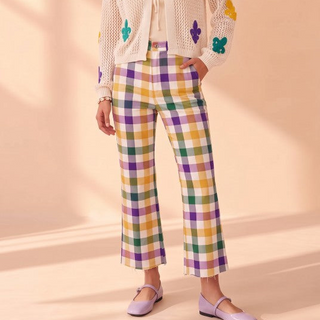 Mardi Gras Gingham Wide Leg Jean